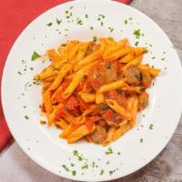 Penne D'Napoli · Mild Italian sausage, roasted peppers, and marinara. Served with a cup of minestrone soup or...