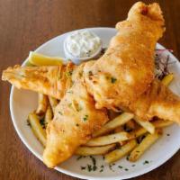 Fish & Chips  · Beer battered native haddock, french fries, coleslaw, tartar sauce.