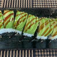 Caterpillar Roll · Spicy Tuna, cucumber topped with avocado and sweet eel sauce