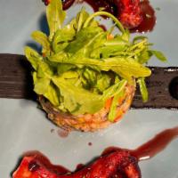Octopus Alla Griglia · Grilled Spanish Octopus roasted Italiana farro & summer vegetables Salad & cherry sauce