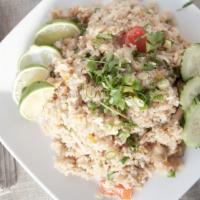 Regular Fried Rice · Stir Fried Rice mix with egg , Cilantro, Green onions and Tomatoes