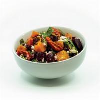 Beet, Goat Cheese & Arugula · roasted red & yellow beets, crumbled goat cheese, arugula, cranberries and toasted walnuts w...