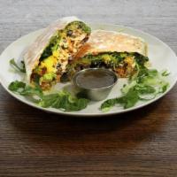 The Crazy Juan Burrito · Crispy Chicken, Black Beans, Rice, Bacon, Jack Cheddar Cheese, Jalapeños, Lettuce and Chipot...