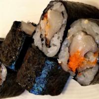 Scallop Roll · Scallop, masago (fish roe), yuzu kosho  (seasoned yuzu sauce)