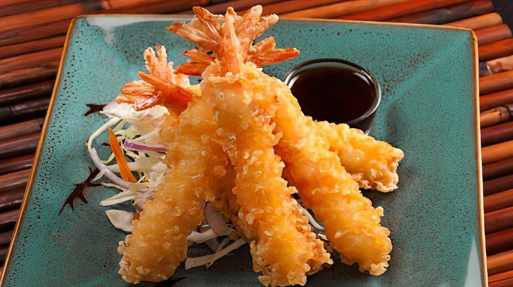 Shrimp Tempura (5 Pcs Appetizer) · Five pieces panko battered shrimp.