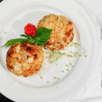 Crab Cake Platter (2) · Two 8 oz. jumbo crab cakes, fried or broiled.