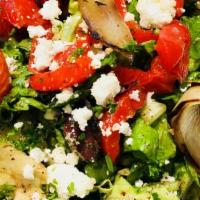 Balsamic Salad · Romaine Heart, quinoa, Parsley, Feta Cheese, Tomatoes, Balsamic dressing , Kalamata olives, ...
