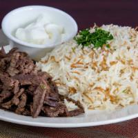 Beef Gallaba Platter · Mixed fresh vegetables sautéed with beef strips in garlic and all spice. Served with rice.