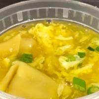 Wonton Egg Drop Soup (Pt) · Served with crispy noodles