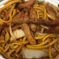 Pork Lo Mein · Soft noodles. Large size.