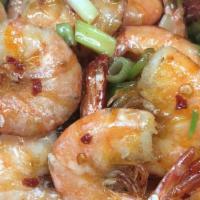 Salt Pepper Shrimp ( Spicy ) · With white rice. Hot and spicy.