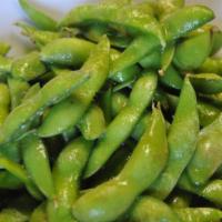 Edamame · Steamed young soybeans, lightly salted