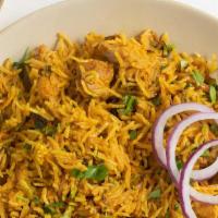Biryani (Veg, Chicken, Lamb, Goat Or Shrimp) · Delicious savory long grain basmati rice dish that is loaded with spicy marinated meat or ve...