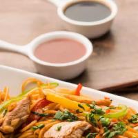 Chicken Noodles · Noodles stir-fried with julienne of seasonal vegetable in a blend of aromatic chef's special...