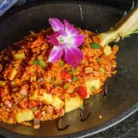 Pineapple Fried Rice · Hawaiian fried rice served on a fresh pineapple