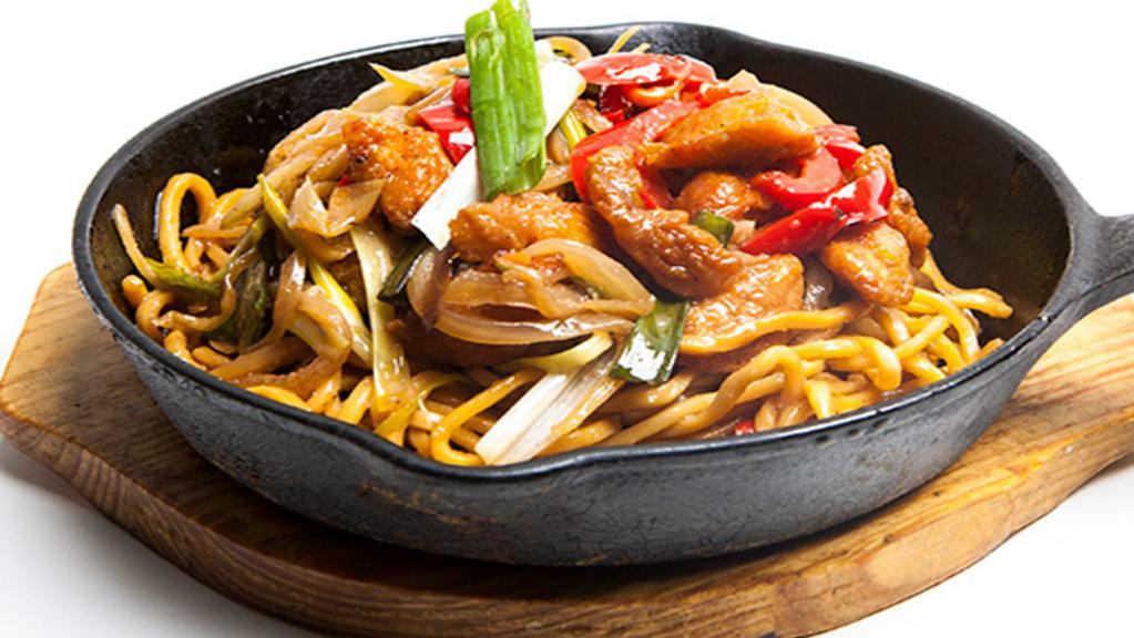 Chicken Noodle · Pan fried noodles with chicken breast and vegetables.