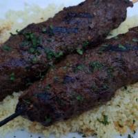 Kufta Kabab · Grilled seasoned ground beef.