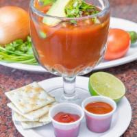Shrimp Cocktail · Served refreshingly chilled in Tomato Juice, garnished with Avocado, Tomato, Onion, Cilantro...