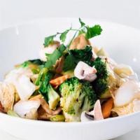 Asian Vegetable Stir Fry · Broccoli, bok choy, mushroom, snap pea, carrot, scallion, white onion, bamboo shoot, cabbage...