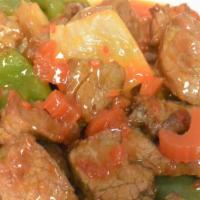 Manchurian Beef · Spicy with Green Peppers and Onions