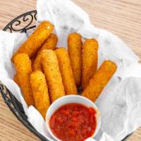 Mozzarella Sticks · Breaded mozzarella stick fried to a perfect blend of crispy outside and a chewy cheese filli...