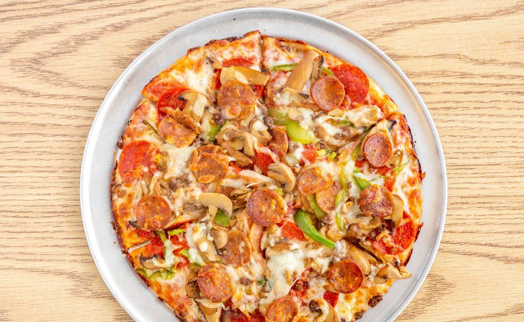 Natalie'S Special Pizza · Pepperoni, hamburger, sausage, green peppers, onions, and mushrooms.