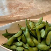 Edamame · Steamed soybeans, sprinkled with a little salt.