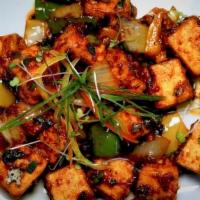 Chilly Paneer · This aromatic dish is made with tradition Indian style cottage cheese Sautéed with bell pepp...