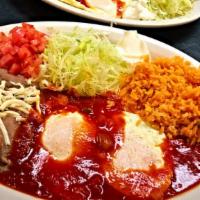 Huevos Rancheros · Two sunny-side up eggs topped with our ranchero sauce.