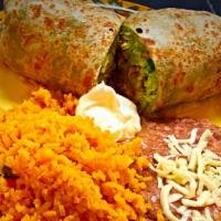 Burrito Dinner · Includes lettuce, tomato, cheese & beans