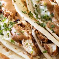 Chicken Tacos · Marinated Chicken On Flour (2) Or Corn (3) Tortilla With Chips Toppings Choice Of: Cilantro ...