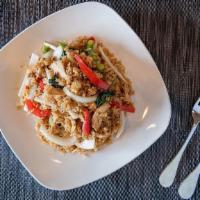 Basil Fried Rice · Stir-fried jasmine rice with onions, bell peppers, and Thai basil in spicy chili garlic sauc...