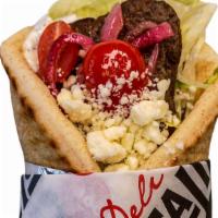 Beef Gyro · Seasoned beef, lettuce, feta, marinated cherry tomato and red onion, with cucumber tzatziki,...