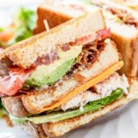 Club Sandwich · Chick'n Patty/Lettuce/Tomato/Mayo/Bakun on Grilled Sourdough with House Cut Fries