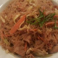 Pancit · Philippine noodles, carrots, cabbage, soy sauce, chicken or pork.