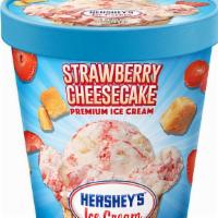 Strawberry Cheesecake - Ice Cream · Cheesecake ice cream swirled with strawberry sauce and cheesecake pieces. Pint of Ice Cream.