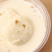 Rasmalai · Vegetarian. Two pieces. Cheese and milk. Consists of white cream, sugar, milk, and paneer. T...