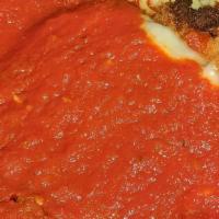 Chicken Parm Pizza · Chunks of Chicken Parm, tomato sauce, Mozzarella