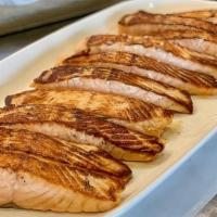Pan Seared Salmon · Norwegian Salmon soaked in an herbal brine and pan seared to perfection!