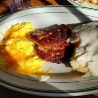 Big John’S Biscuit · Two eggs cooked your way, two sausage patties and a fresh homemade buttermilk biscuit smothe...