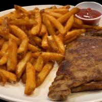 Steak /Fries · steak and fries- carne asada acompañada de papas fritas.