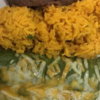 Spinach Enchilada · serve with rice ,beans,pico de gallo, guacamole and sour cream