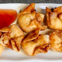Crab Rangoon (6) · Crab and cream cheese filled wontons fried until golden brown
