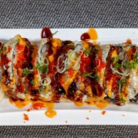 Godzilla Roll · Deep fried spicy tuna with spicy mayo, eel sauce and scallion