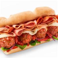 Mega Meat® · It’s all here with this meaty favourite - you've got ham‡, spicy pepperoni, salami, AND beef...