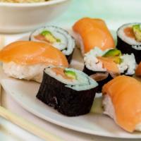 Sushi Deluxe · 10 pieces of sushi and spicy tuna roll. Served with choice of side.