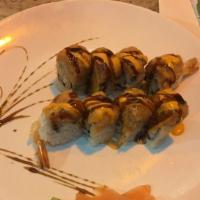 Angel Roll · Consists of raw fish. Shrimp tempura topped with spicy tuna.