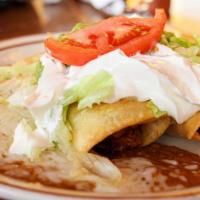 Chimichanga · (1) Fried or soft with choice of meat ground beef, beef tips, shredded beef or chicken