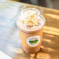 Frappe · Iced Hot Chocolate mixed with you choice of our Iced Coffee (Carmel, French Vanilla, Mocha, ...