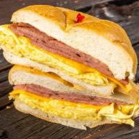 Taylor Ham, Egg, & Cheese · Taylor ham, two scrambled eggs with American cheese served on your choice of.